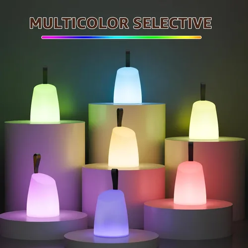 Vista 5 de uuffoo Lámpara LED portátil resistente al agua, linterna de camping LED con asa, lámpara a pilas con modos multicolor y blanco cálido, lámpara