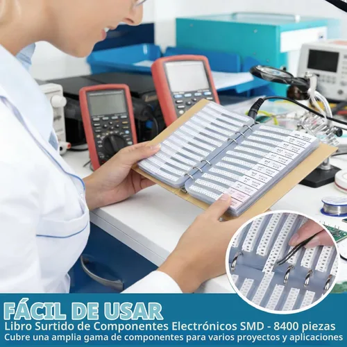 Vista 5 de 8400PCS 0805+1206+0603+0402+0201 Kit de resistencias SMD de 0Ω a 1MΩ 1%, Libro de muestras de surtido de componentes electrónicos para proyectos