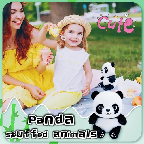 Vista 6 de Juguetes de Peluche de Oso Panda de 10 Pulgadas para Niños y Bebés, Lindos Juguetes de Oso Panda de Peluche, Osos de Peluche Suaves para Relleno
