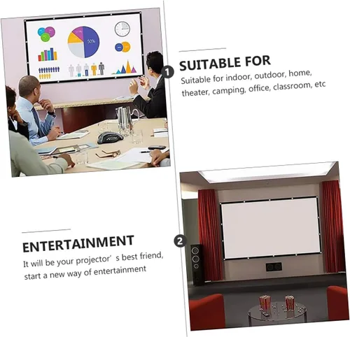 Vista 9 de SHINEOFI Polyester Projector Screen for Indoor Outdoor Movie Home Office Use HD Projection