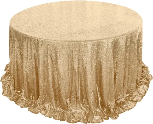 Vista 15 de Efavormart - Mantel redondo de lentejuelas brillantes de 120 pulgadas para banquetes de boda, fiesta, decoración del hogar