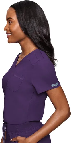 Vista 3 de Med Couture Touch - Camiseta médica con bolsillo en el pecho para mujer