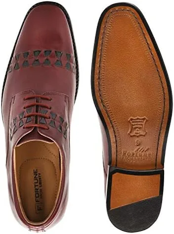 Vista 5 de LIBERTYZENO Zapatos de vestir Oxford con cordones de cuero genuino con estampado animal para hombre