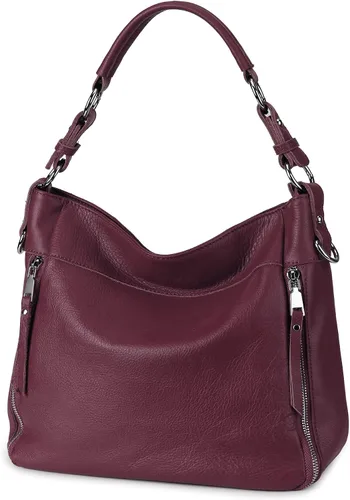 Vista 2 de YALUXE Bolso de hombro de cuero genuino para mujer, con asa superior