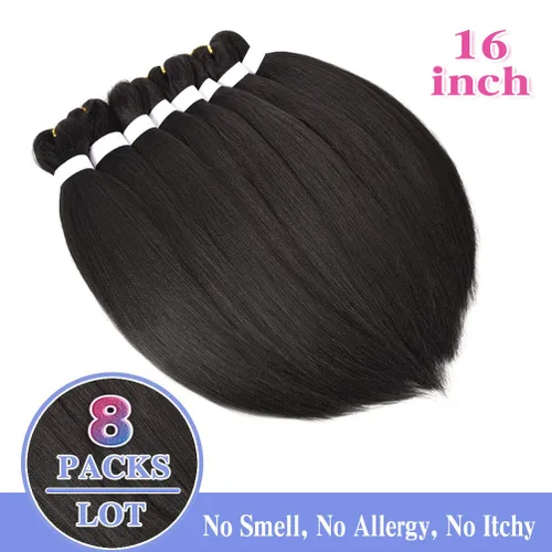 Vista 6 de 8 paquetes de extensiones preestiradas - 16 pulgadas de cabello trenzado premium, 55G/paquete, sin picazón, fijación en agua caliente, textura Perm