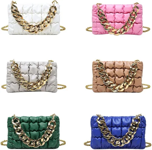 Vista 6 de KITOLTER - Bolso de mano con cadena gruesa, bolso pequeño para mujer