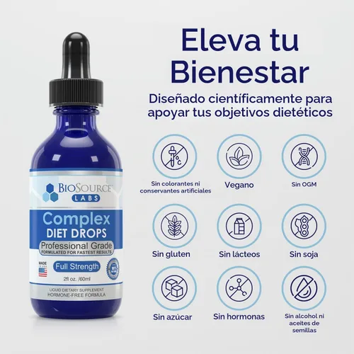 Vista 2 de BioSource Labs Gotas de dieta complejas: las mejores gotas naturales para hombres y mujeres (paquete de 2 botellas) - Suministro para 60 días