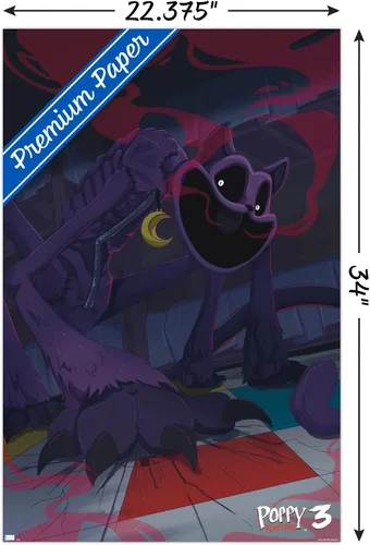 Vista 3 de Poppy Playtime: Capítulo 3 - Póster de pared CatNap, 34 pulgadas de largo x 22.4 pulgadas de ancho, versión premium sin marco