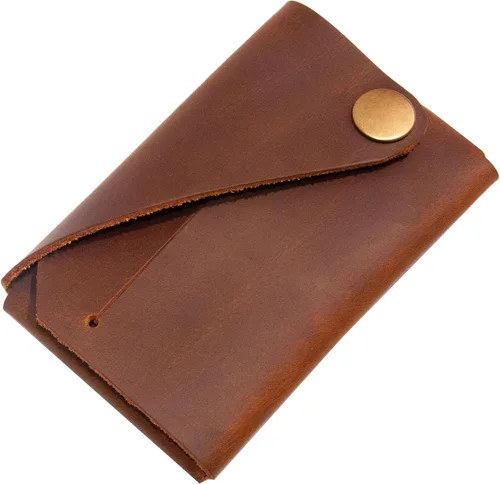 Vista 3 de Tarjetero personalizado- Tarjetero de cuero - Funda pequeña y delgada de cuero para tarjetas - Cartera minimalista para tarjetas - Cartera