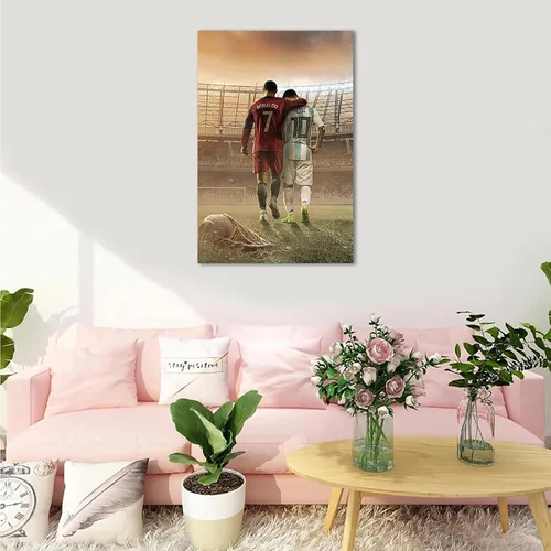 Vista 2 de Póster inspirador de fútbol, estrella de fútbol motivacional, arte de Mofanmi, estrellas de fútbol, Cristiano Ronaldo y Lionel Messi, póster