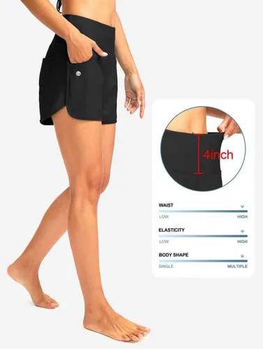 Vista 5 de G Gradual Traje de baño para mujer de 3 pulgadas de cintura alta con bolsillos, de secado rápido, con forro