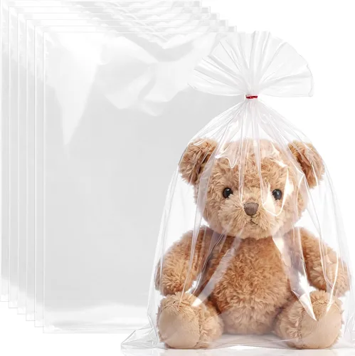 Vista 8 de Yeaqee 100 bolsas grandes de plástico transparente, bolsas de polietileno, embalaje de plástico, palomitas de maíz planas grandes para masa de pan