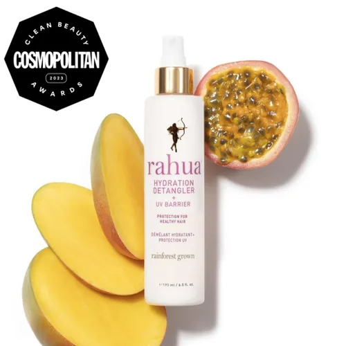 Vista 5 de Rahua Desenredante de hidratación + barrera UV, espray sin enjuague para todo tipo de cabello, protector térmico vegano y niebla antiencrespamiento
