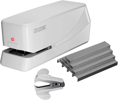 Vista 9 de Coruscant Engrapadora eléctrica, engrapadora automática, resistente, 25 hojas, almacena 210 grapas, incluye 2000 grapas y 1 removedor de grapas