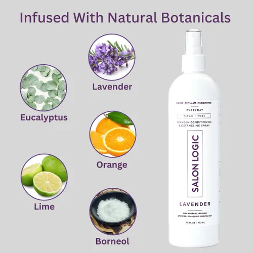 Vista 6 de SalonLogic Aerosol acondicionador y desenredante sin enjuague diario, lavanda, limpio y puro, calidad de salón, aroma natural, repara el cabello