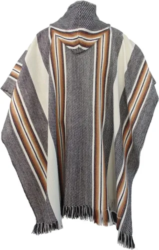 Vista 5 de Gamboa Alpaca Wool Poncho Men Panchos Mexican with Hood Adult Cowboy and Western Hippie Poncho para Hombre