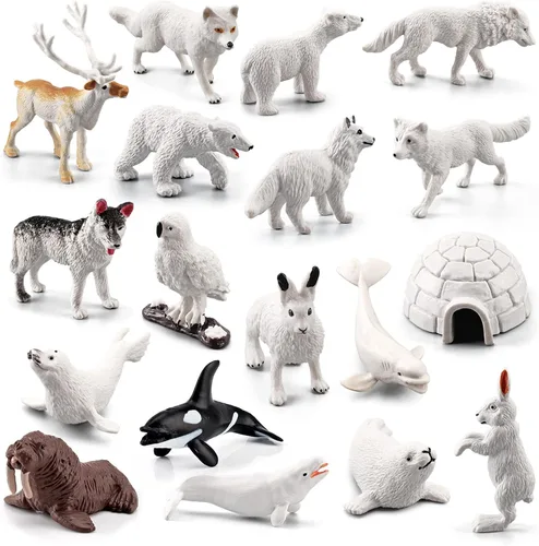 Vista 7 de EOIVSH 12 figuras de juguete de animales polares de plástico, figuras realistas de animales árticos para niños, juego de juguetes educativos