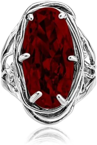 Vista 3 de JEAN RACHEL JEWELRY Anillo de plata de ley 925 con circonita cúbica ovalada, diseño vintage con envoltura de alambre floral, hipoalergénico, sin