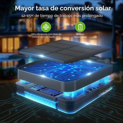 Vista 2 de KOOPER Luces solares para decoración de jardín al aire libre, paquete de 3 luces solares mejoradas para jardín con 9 luces de girasol más grandes