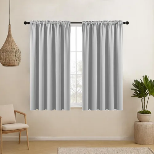 Vista 53 de CUCRAF Cortinas opacas cortas para oscurecer la habitación, paneles de cortina para ventana, bolsillo para cortinero, cortinas sólidas