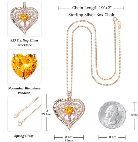 Vista 5 de Iefil Regalos de árbol de la vida para mujer, plata de ley 925, collar de piedra natal del árbol de la vida, regalo de aniversario, día de San