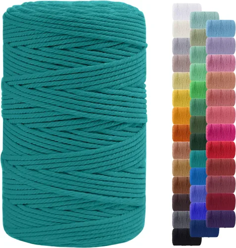 Vista 125 de Cordón de macramé de 0.079 pulgadas, cuerda de algodón natural de 109 yardas, hilo de cuerda de macramé para manualidades, ganchos de pared