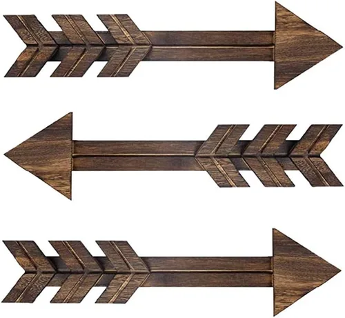 Vista 6 de N/ A 2 letreros de madera rústica para decoración de pared, flechas de madera oscura, granja y hogar, decoración colgante para el hogar o boda 2