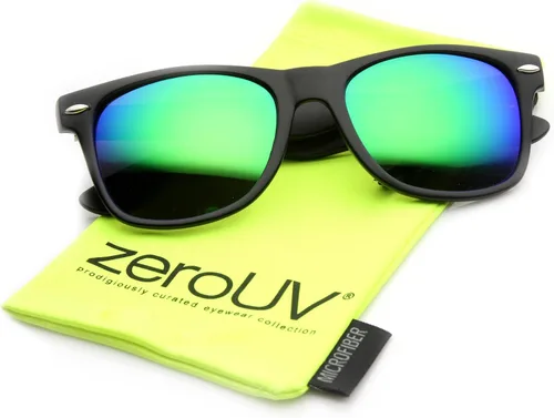 Vista 7 de zeroUV Gafas de sol reflectantes mate planas 8025 de estilo con borde de cuerno grande con lente de color flash