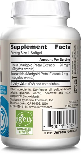 Vista 10 de Suplemento de luteína 0.000705 oz, softgels, de Jarrow Formulas , LU120, 1, 1 Suplemento dietético para la función visual y el apoyo a la salud
