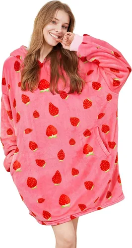 Vista 19 de Felicigeely Blanket Hoodie Wearable Blanket Sweatshirt Oversized Hooded Blanket Sweater Gift for Women