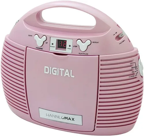 Vista 7 de HANNLOMAX Reproductor de CD portátil HX-327CD con radio AM/FM, entrada auxiliar, fuente de alimentación dual AC/DC (negro)