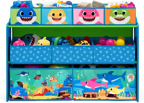 Vista 6 de Baby Shark Deluxe - Organizador de juguetes de diseño y almacenamiento de 9 contenedores por Delta Children, certificado Greenguard Gold