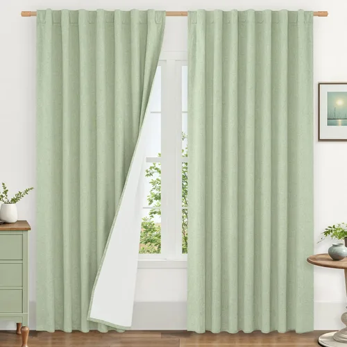 Vista 171 de LAMIT Cortinas opacas cortas de lino de 30 pulgadas para ventanas de cocina sobre el fregadero, cortinas de café texturizadas de lino marfil
