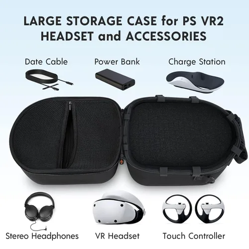 Vista 2 de GAGITERVR Hard Carrying Case Compatible with Playstration VR2 Gaming Headset and Accessories, PS VR2 Travel Case with Customizable Foam Fits