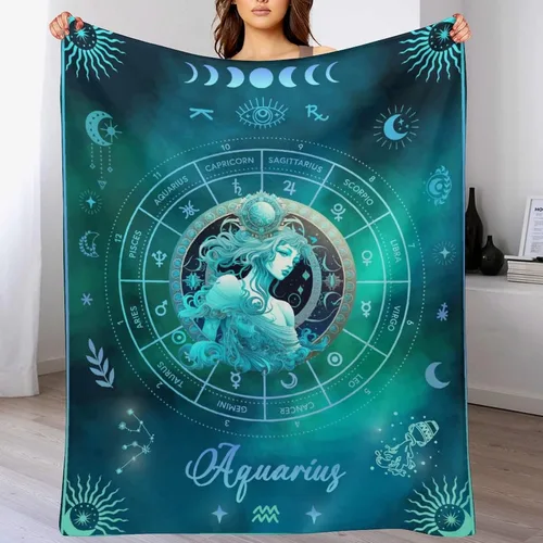 Vista 8 de Manta Acuario para Regalos, 40" x 30" Manta Rectangular de Franela del Zodiaco Acogedora, Regalo para Niños Niñas Adolescentes Mujeres Hombres
