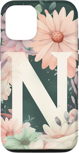 Vista 26 de iPhone 16 Beautiful Daisy Flowers Initial Letter N Monogram Watercolor Case