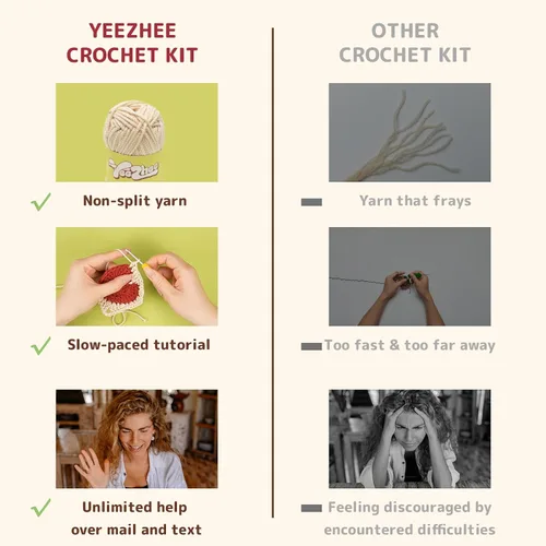 Vista 6 de Yeezhee Kit de ganchillo para principiantes, kit de iniciación de Granny Square con tutoriales en video paso a paso, kit de tejido para adultos