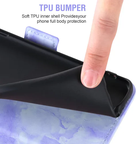 Vista 6 de Asuwish Compatible con Samsung Galaxy S10 y protector de pantalla de vidrio templado, accesorios para tarjetero, soporte para celular, billetera