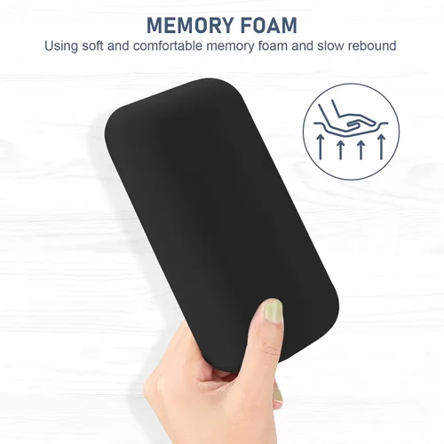 Vista 2 de Leolee Almohadillas ergonómicas negras con espuma viscoelástica y base antideslizante, para aliviar el dolor de codo y muñeca para computadora