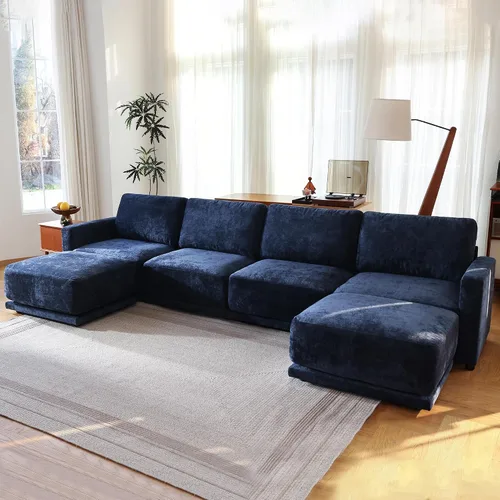 Vista 28 de Sofá modular de 79 pulgadas para sala de estar pequeña, sofá moderno en forma de L con otomana, juego de sofá de felpilla de 3 piezas para muebles