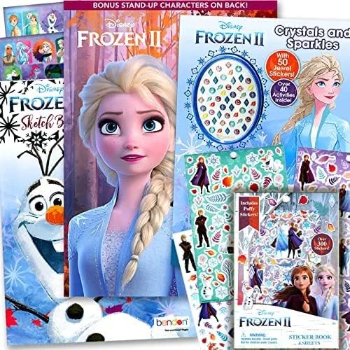 Vista 2 de Disney Frozen and Frozen 2 - Juego de libros de actividades para colorear y calcomanías