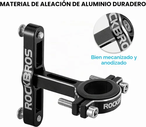 Vista 6 de ROCKBROS Adaptador de jaula de botella de bicicleta, manillar de bicicleta, soporte de botella de agua, soporte de botella de aluminio ajustable