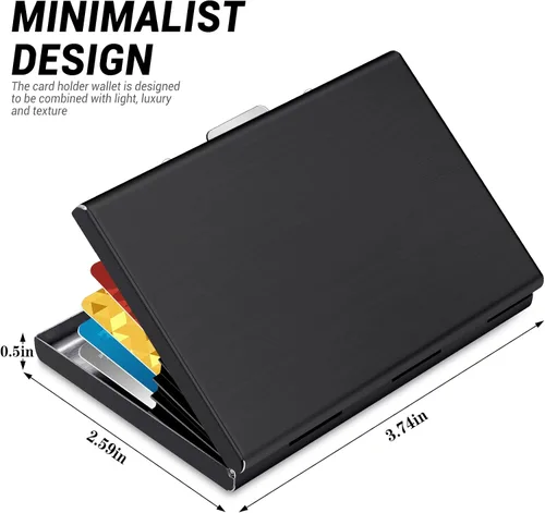 Vista 3 de Padike Tarjetero de acero inoxidable para tarjetas de crédito, tarjetero de metal para tarjetas de identificación, carteras RFID, tarjetero