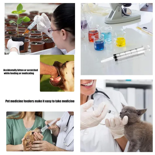 Vista 5 de 10 jeringas de plástico de 0.78 onzas líquidas con 4 tubos de 13 pulgadas, jeringa para líquido en laboratorio científico, alimentación de mascotas