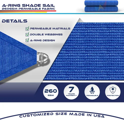 Vista 3 de Windscreen4less Toldo de refuerzo con anillo A de 17 pies x 17 pies cuadrado súper resistente fortalecer duradero (260 GSM), cable galvanizado