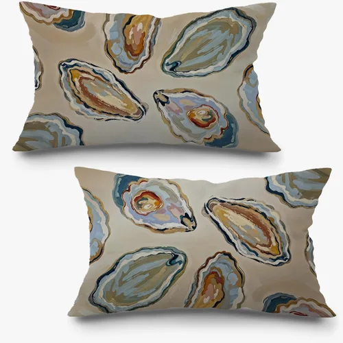 Vista 12 de Fundas de almohada costeras de langosta, fundas de almohada náuticas de langosta roja de Nueva Inglaterra con rayas azules y blancas para casa
