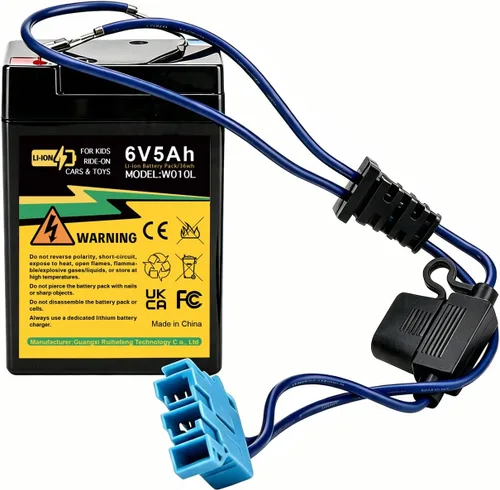 Vista 7 de Batería de repuesto de 6V 5Ah para Peg Perego 3-Pin conector niños paseo