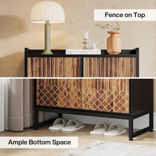 Vista 6 de Tribesigns Zapatero con puertas, organizador de almacenamiento de zapatos de 5 niveles para 25 pares, moderno zapatero de madera para entrada