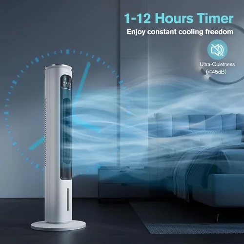 Vista 5 de FLOWBREEZE Aire acondicionado portátil sin ventanas, enfriador de aire evaporativo de 37 pulgadas con control remoto, tanque de agua de 2.5 L y 4