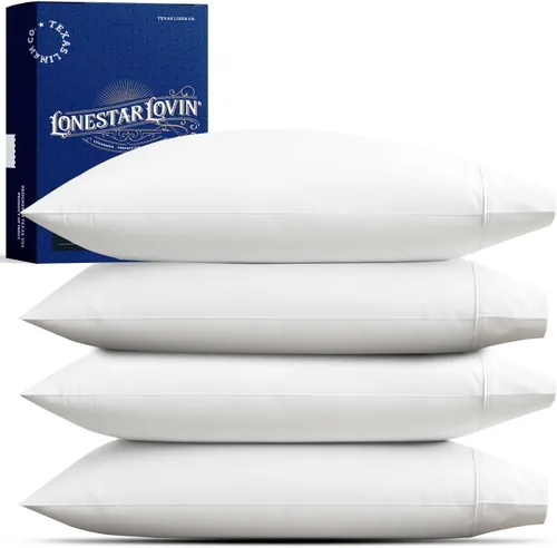 Vista 21 de TEXAS LINEN CO. Juego de 4 fundas de almohada de algodón egipcio premium tamaño estándar/queen - Fundas de almohada de lujo de algodón de alto Gris